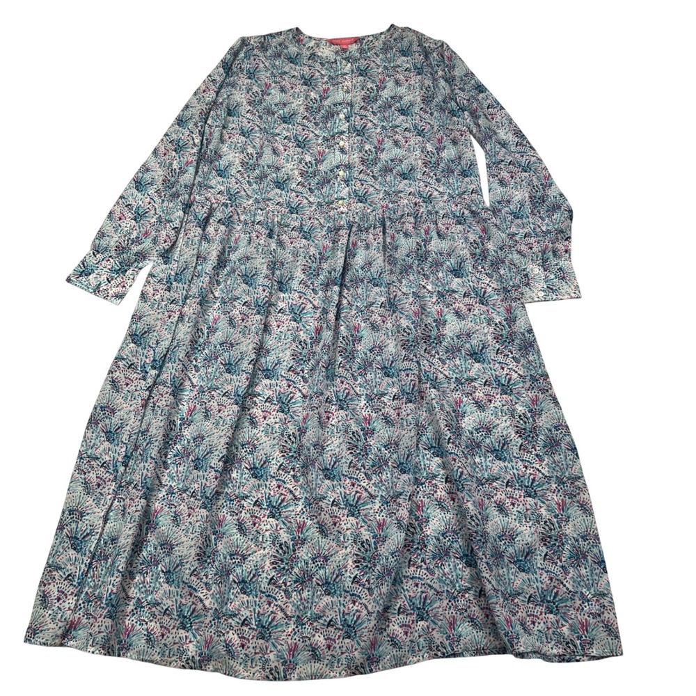 Simply Southern Shirt Dress Womens S Blue Pink Confetti Long Sleeve Button Up